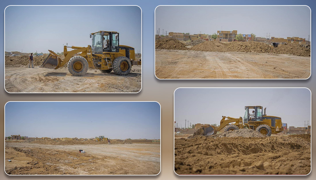 العتبة الحسينية تباشر باعمال صب الاسس في مركز الشفاء الخاص بعلاج مصابي كورونا في المثنى