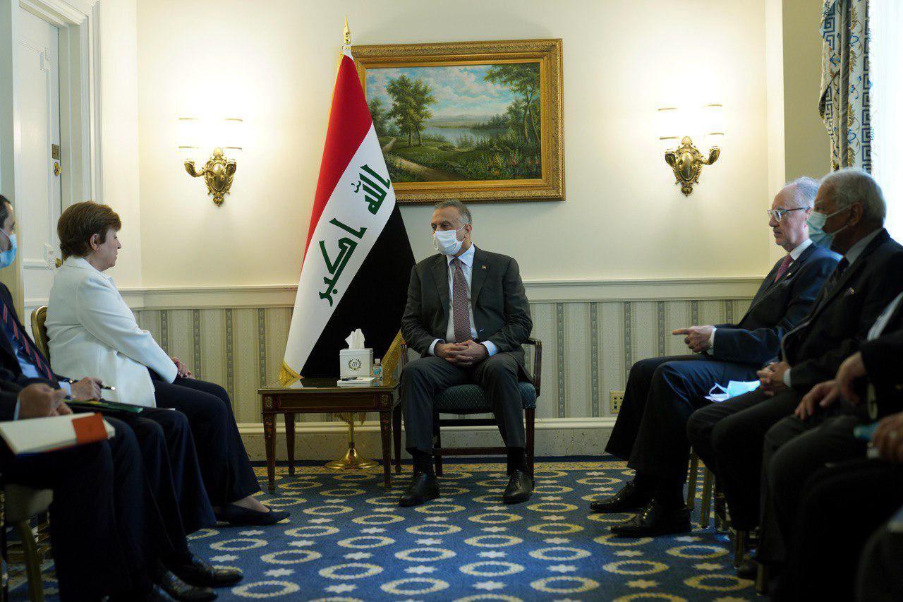 الكاظمي يؤكد من واشنطن تطلع العراق للعمل مع صندوق النقد الدولي لتحقيق الإصلاح الاقتصادي (فيديو)