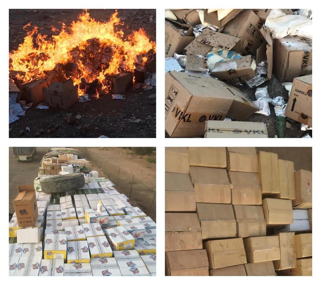 العراق يعيد (مسحوق غسيل) ويتلف مواد غذائية متنوعة في مركز حدودي مع الاردن