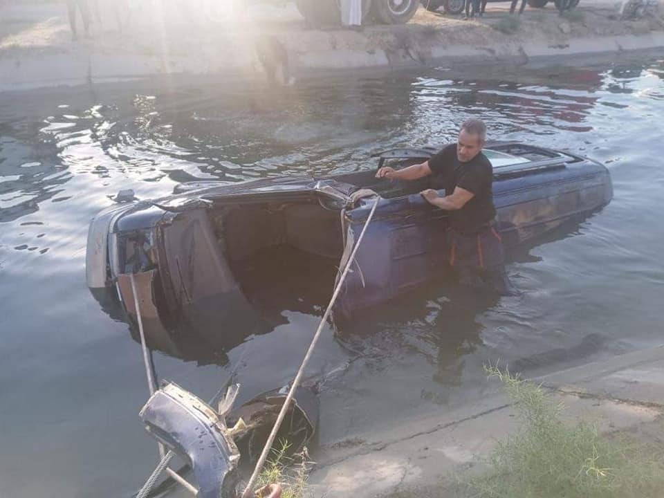 بالصور.. سقوط "كيا" في النهر ومصرع صاحبها في كربلاء