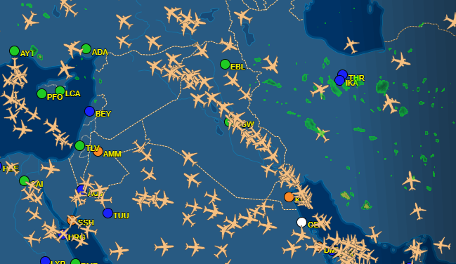 العراق أولاً في الشرق الأوسط بكثافة الحركة الجوية (شاهد الاجواء لحظة بلحظة)