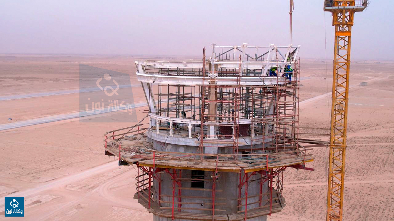 القرب من انتهاء الاعمال الانشائية.. شاهد قبة برج المراقبة في مطار كربلاء الدولي (فيديو)