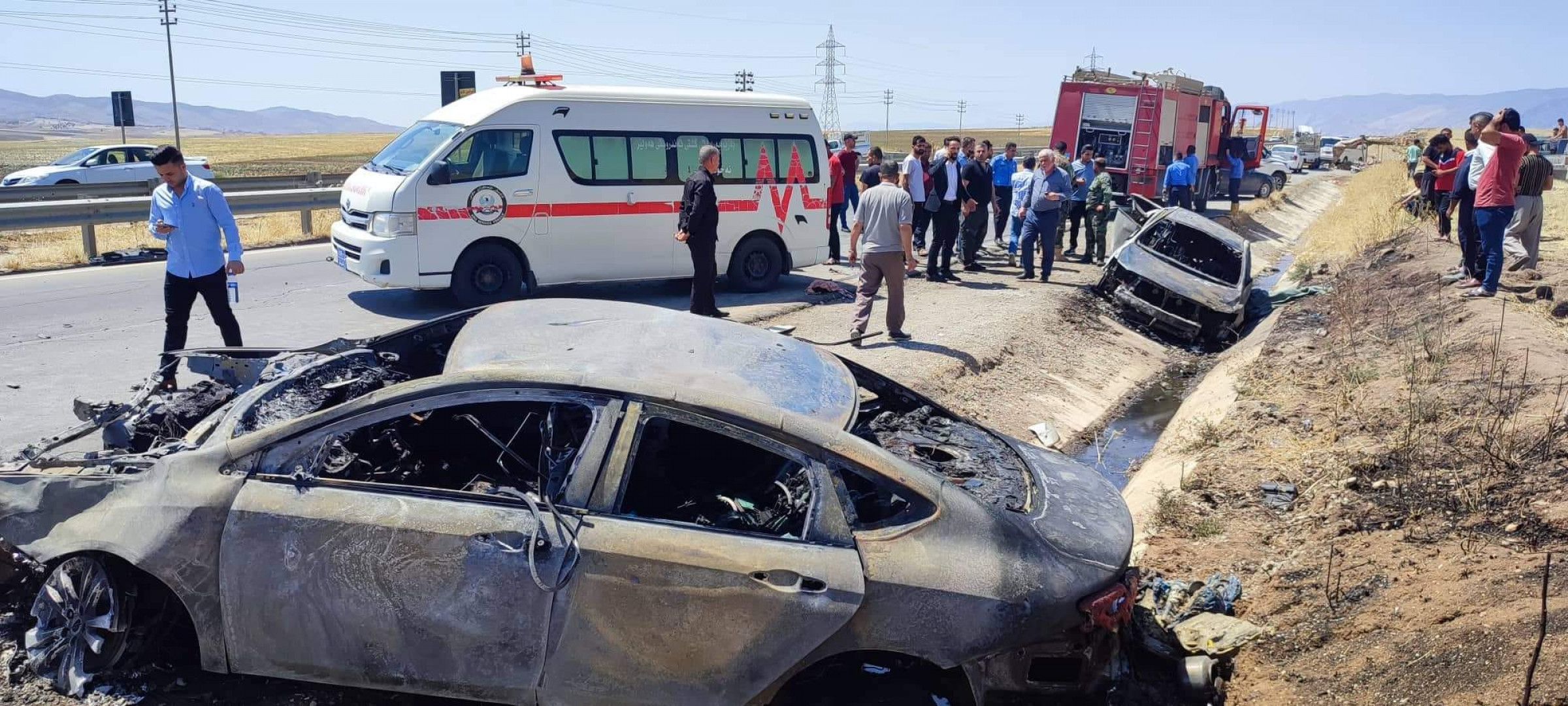 مصرع وإصابة 7 أشخاص باحتراق عجلتين بحادث مروع في أربيل (صور)