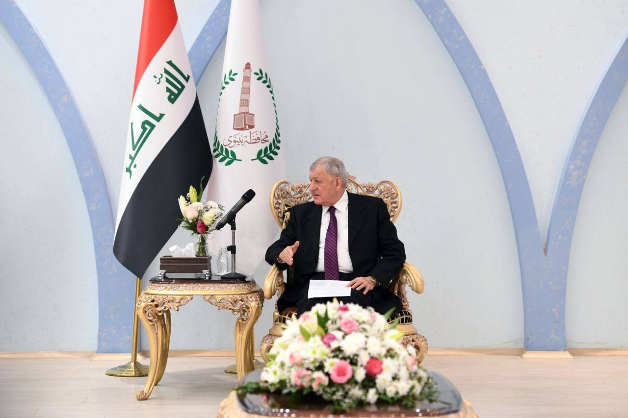 الرئيس العراقي يؤكد المضي بإعادة إعمار مدينة الموصل وإكمال المشاريع