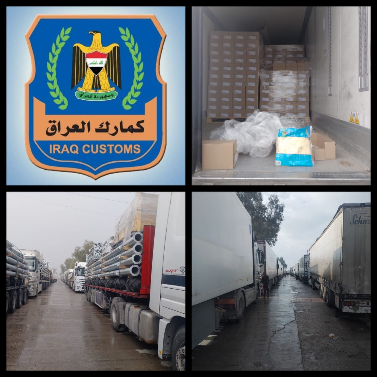 ضبط 38 شاحنة مخالفة للضوابط في جمركي المنطقة الوسطى والشمالية