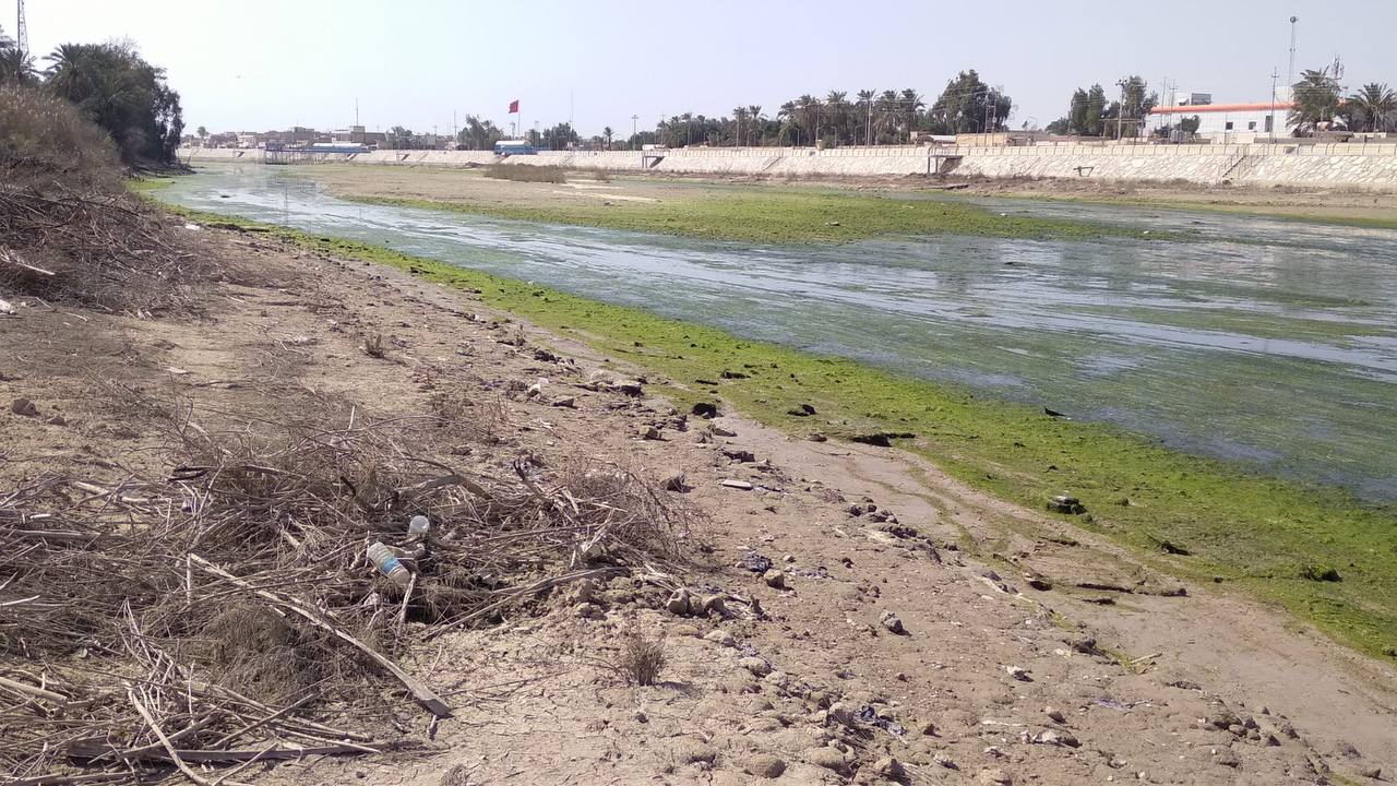 جفاف تام لاحد افرع نهر دجلة.. انخفاض حاد بمنسوب مياه نهر دجلة في ميسان (فيديو)