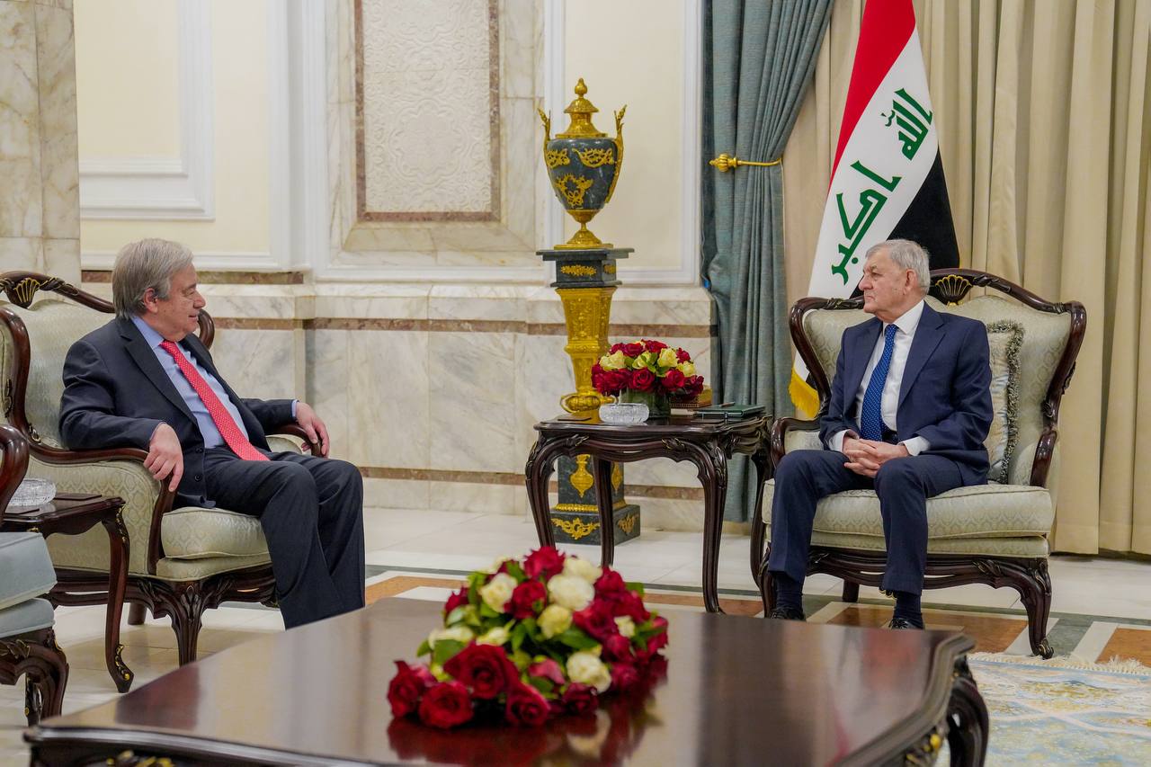 غوتيريش للرئيس العراقي: الظروف قد تغيرت نحو الأفضل