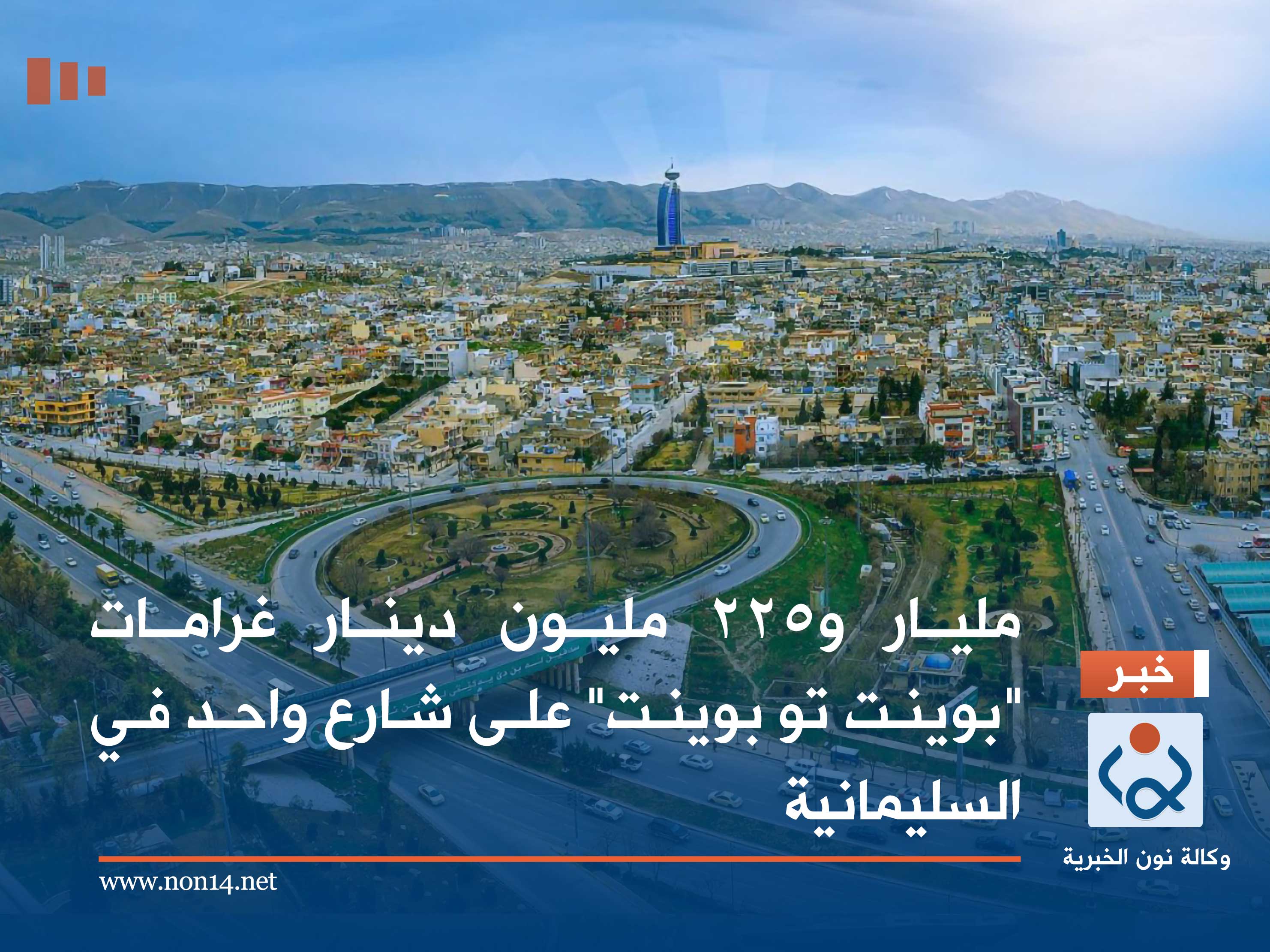 مليار و225 مليون دينار غرامات "بوينت تو بوينت" على شارع واحد في السليمانية