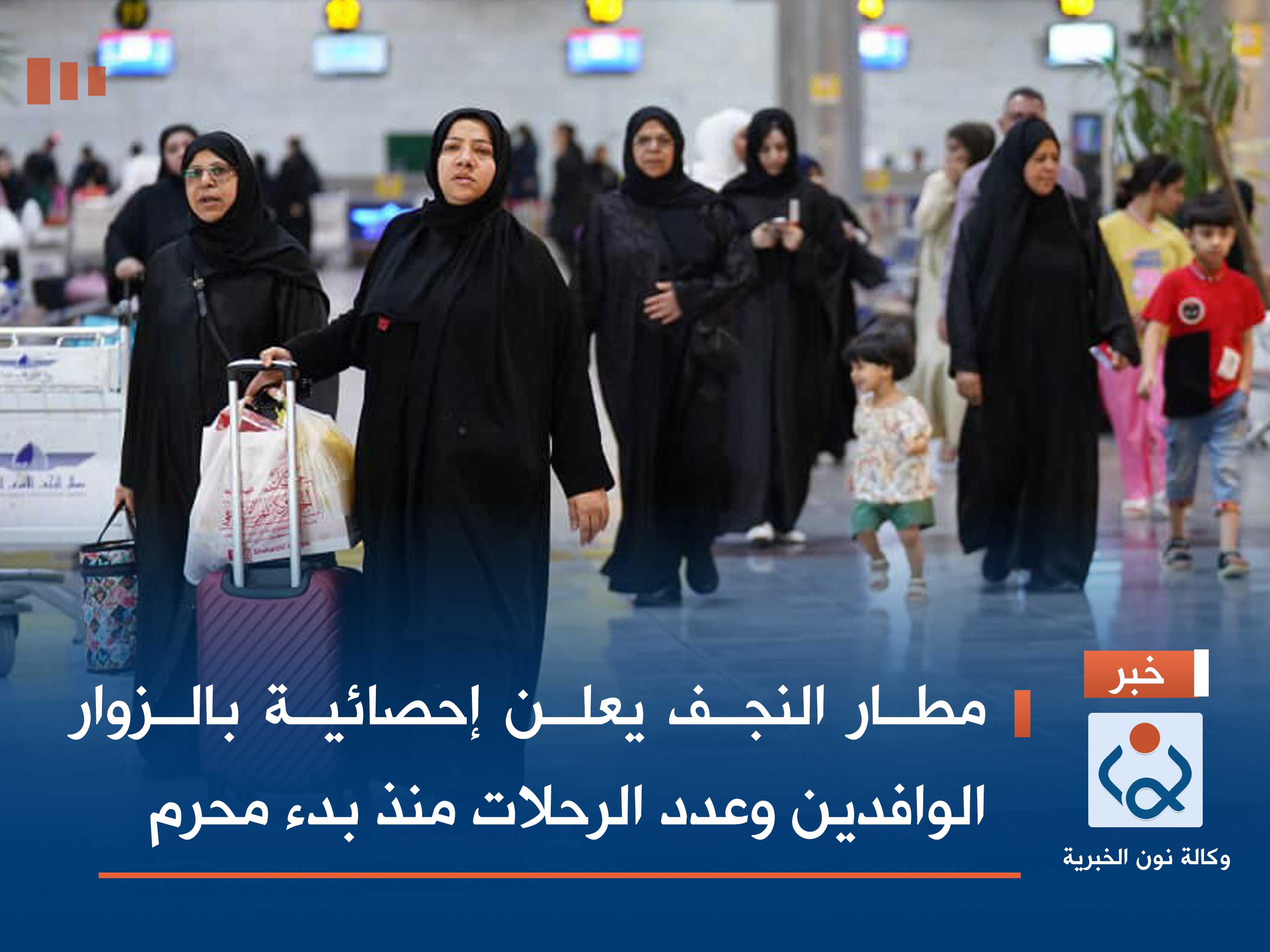 مطار النجف يعلن إحصائية بالزوار الوافدين وعدد الرحلات منذ بدء محرم