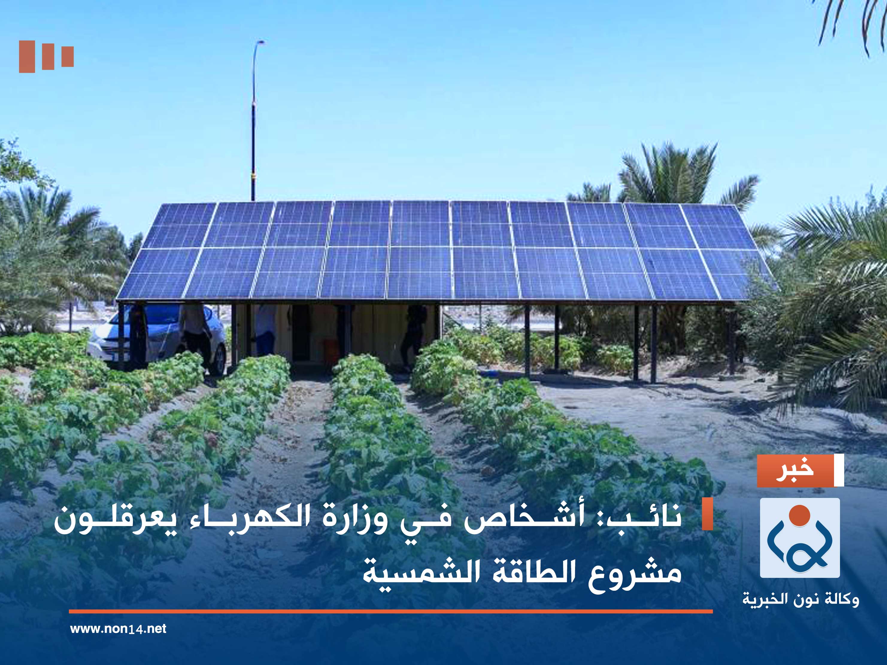 نائب: أشخاص في وزارة الكهرباء يعرقلون مشروع الطاقة الشمسية