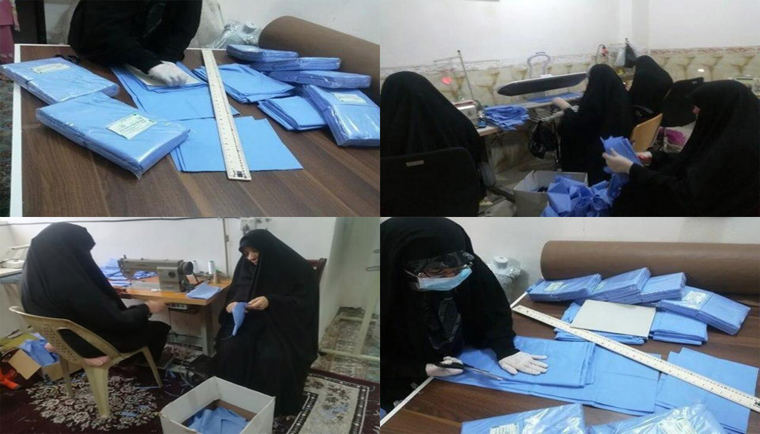 في كربلاء نساء في زمن الكورونا  يدعمن  الكوادر الطبية بخياطة مئات (الكمامات) يوميا