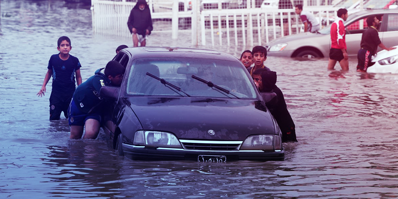 شوراع كاملة وسط بابل تتحول الى برك