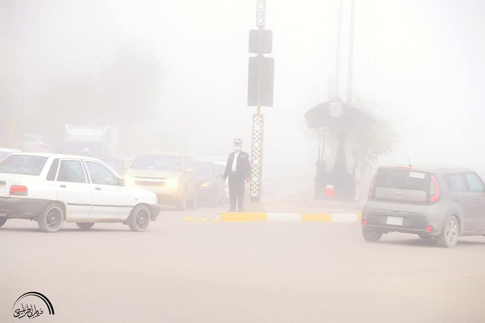 بالصور:ضباب كثيف في كربلاء