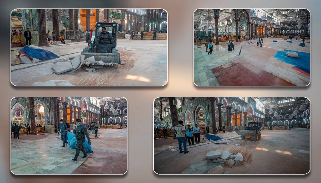 العمل على اكساء 2000 م من الصحن الحسيني بالمرمر