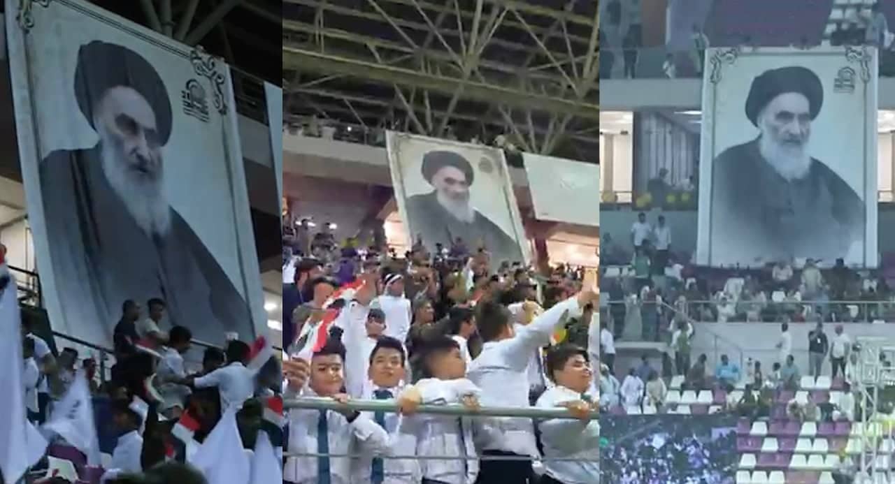 في احتفالات الغدير:الجماهير في ملعب الحبيبية تحيي السيد السيستاني وتشيد بمواقفه الوطنية(فيديو)