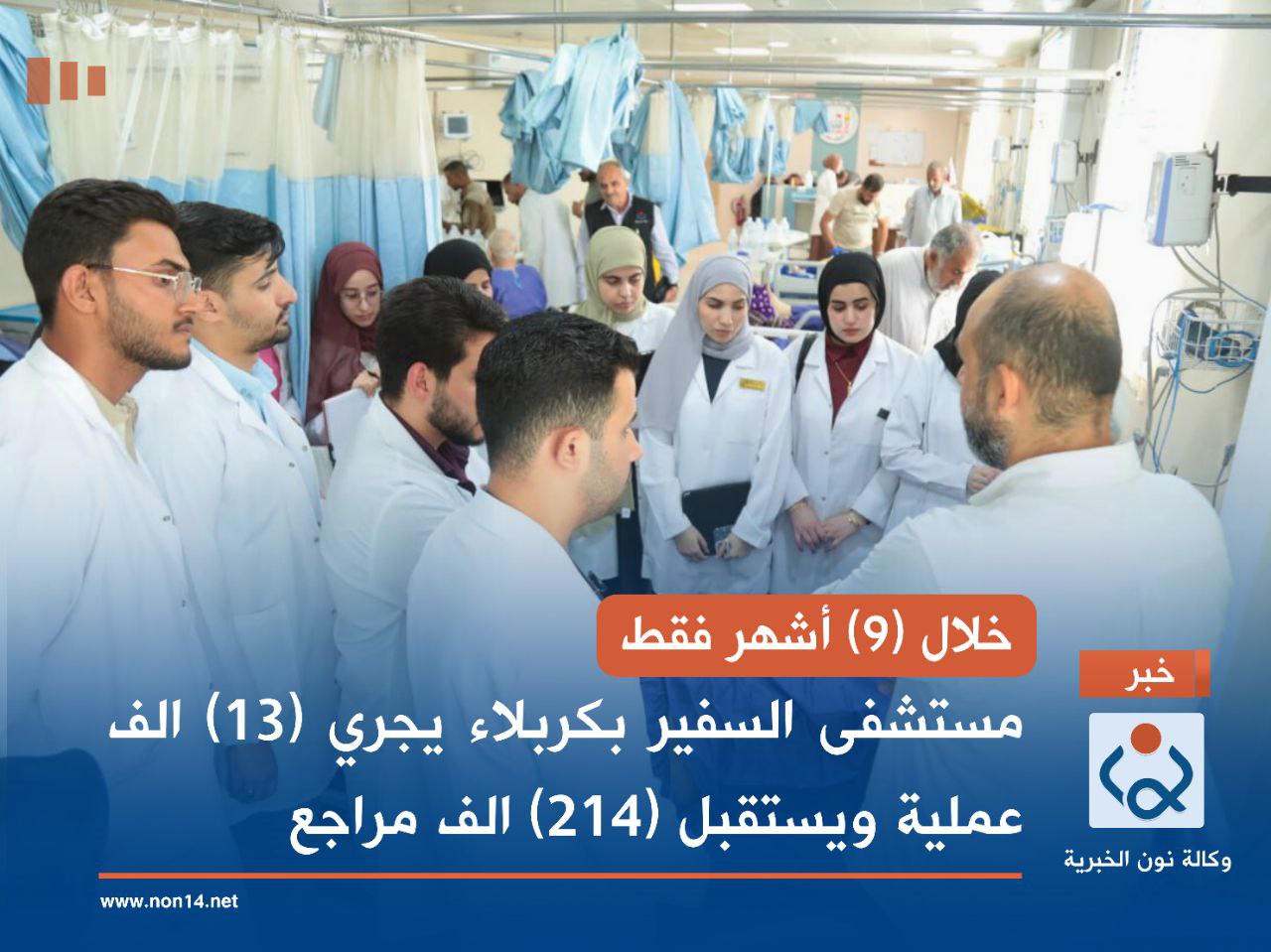 خلال (9) أشهر فقط... مستشفى السفير بكربلاء يجري (13) الف عملية ويستقبل (214) الف مراجع