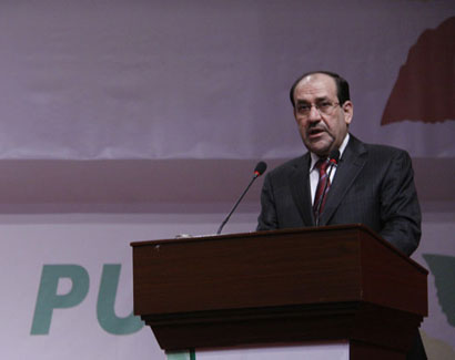 المالكي يصف علاقة حكومته باقليم كردستان بافضل حالاتها ويعتبر استقواء بعض السياسيين بالخارج تفتيتا للوحدة الوطنية