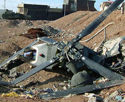 سقوط مروحية عراقية اطراف  مدينة كربلاء واستشهاد طاقمها