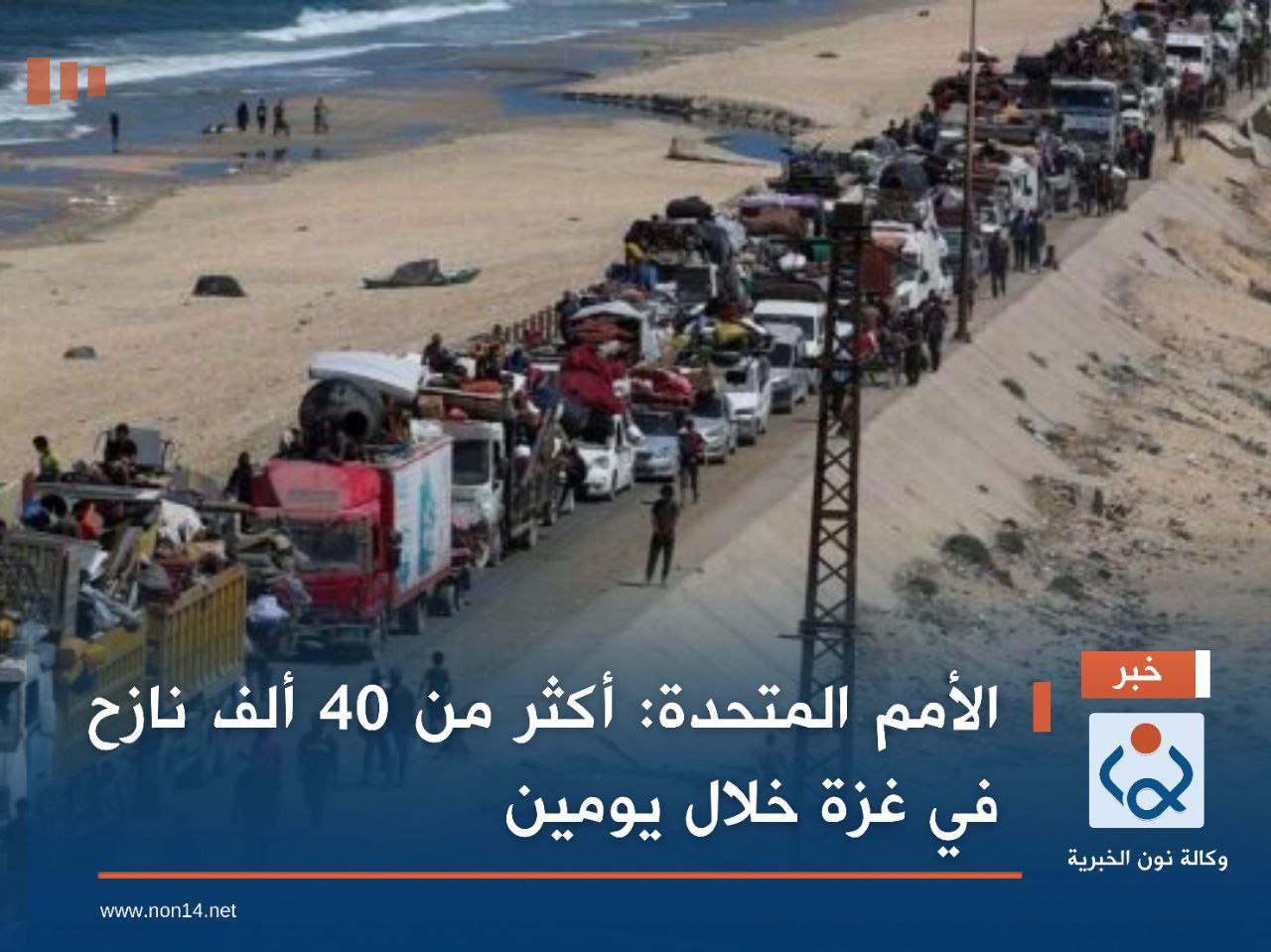الأمم المتحدة: أكثر من 40 ألف نازح في غزة خلال يومين