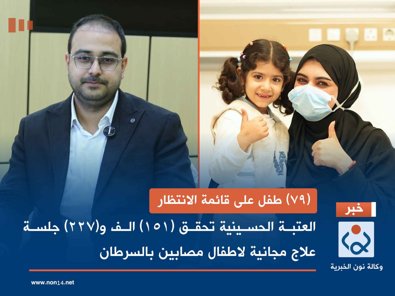 (79) طفل على قائمة الانتظار...العتبة الحسينية تحقق 151 الف و(227) جلسة علاج مجانية لاطفال مصابين بالسرطان