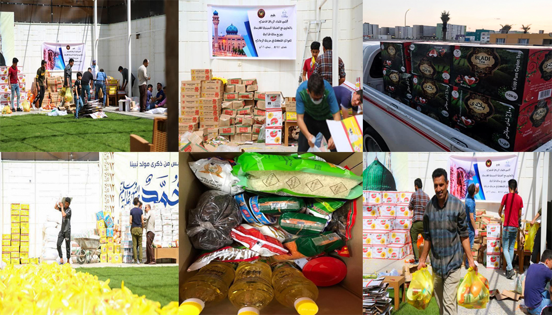 سلال غذائية من مرقد الامام الحسين (ع) الى ابناء الموصل والانبار واهالي وسط وجنوب العراق