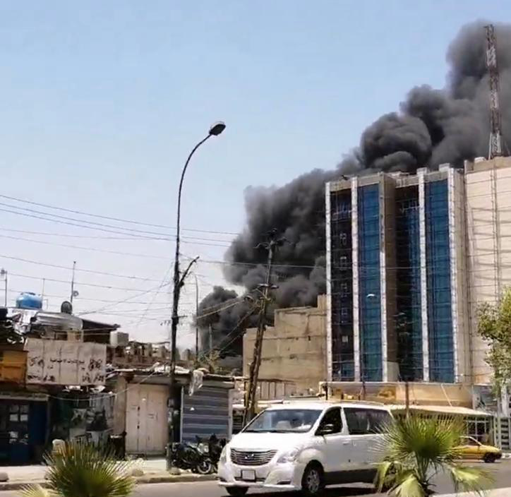 أندلاع حريق قرب ساحة كهرمانة ببغداد