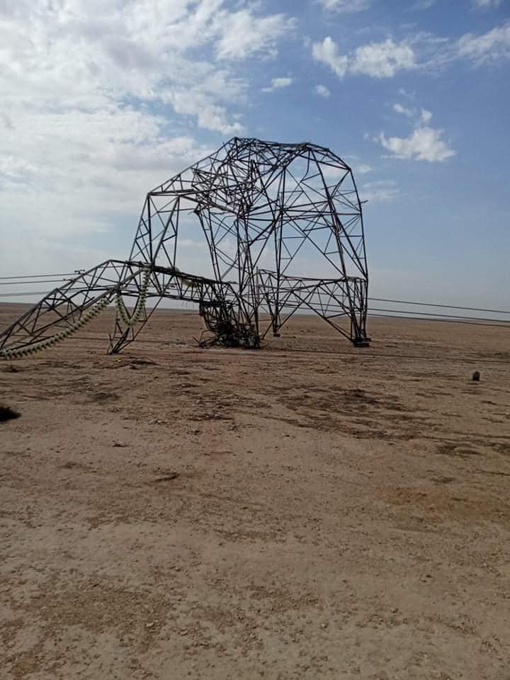 الكهرباء: التفجيرات الممنهجة تحولت إلى أبراج غربي البلاد (صور)