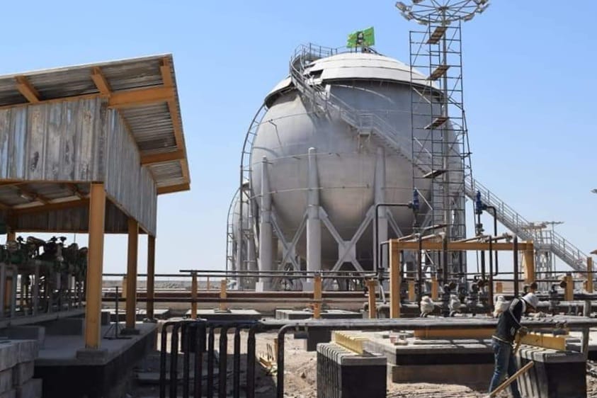 الاعمار: انجاز 75% من مشروع النصب والتشييد الحقلي في مستودع غاز اللطيفية