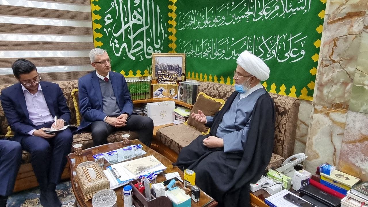 خلال لقاءه بالشيخ الكربلائي.. السفير الالماني: السيد السيستاني يمثل الحالة المطلوبة بالعراق من اجل تقدم هذا البلد (فيديو)
