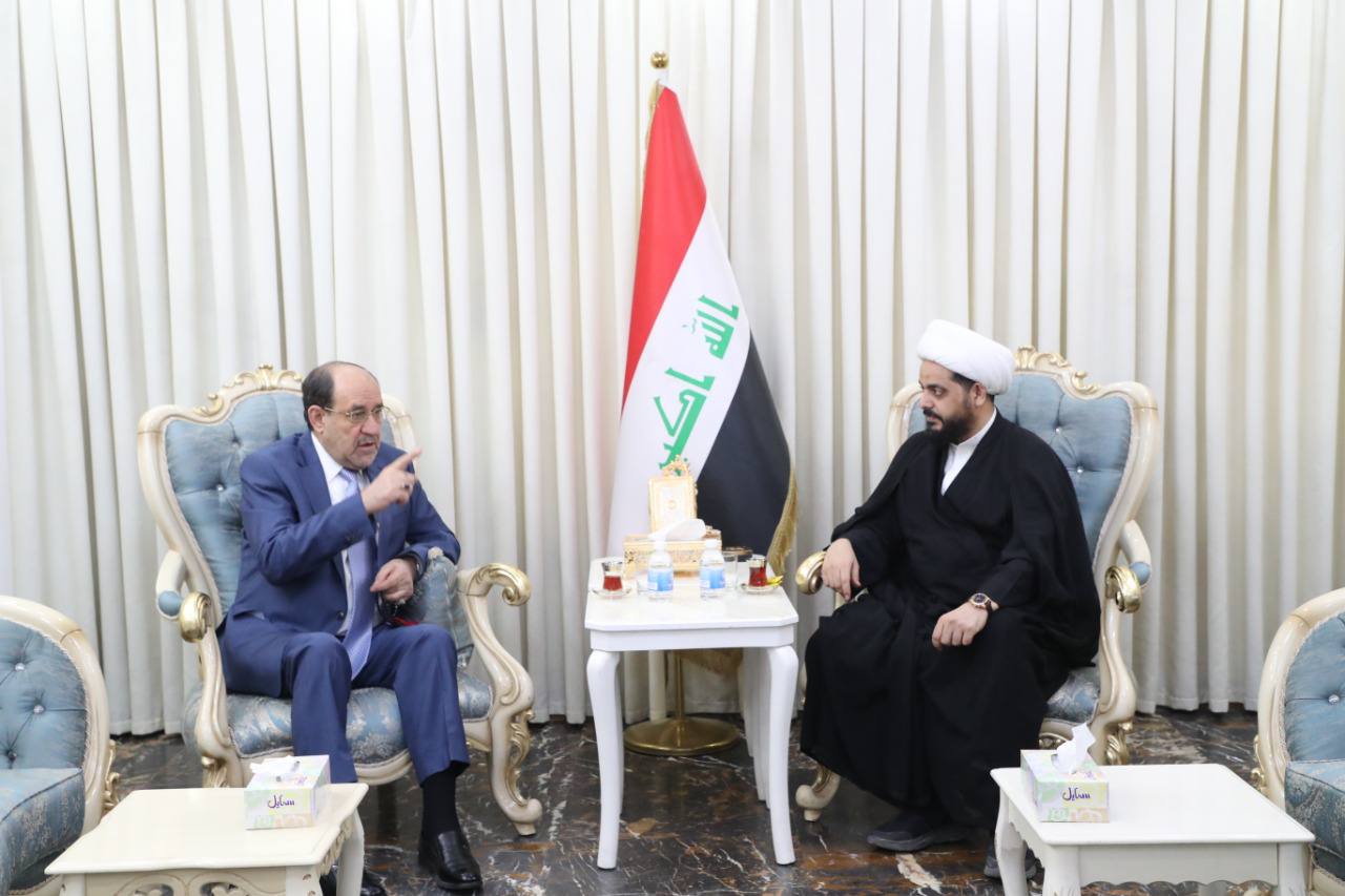 المالكي والخزعلي يؤكدان على إيجاد حلول سياسية تمنع وصول الوضع العراقي لحالة "الخطر"