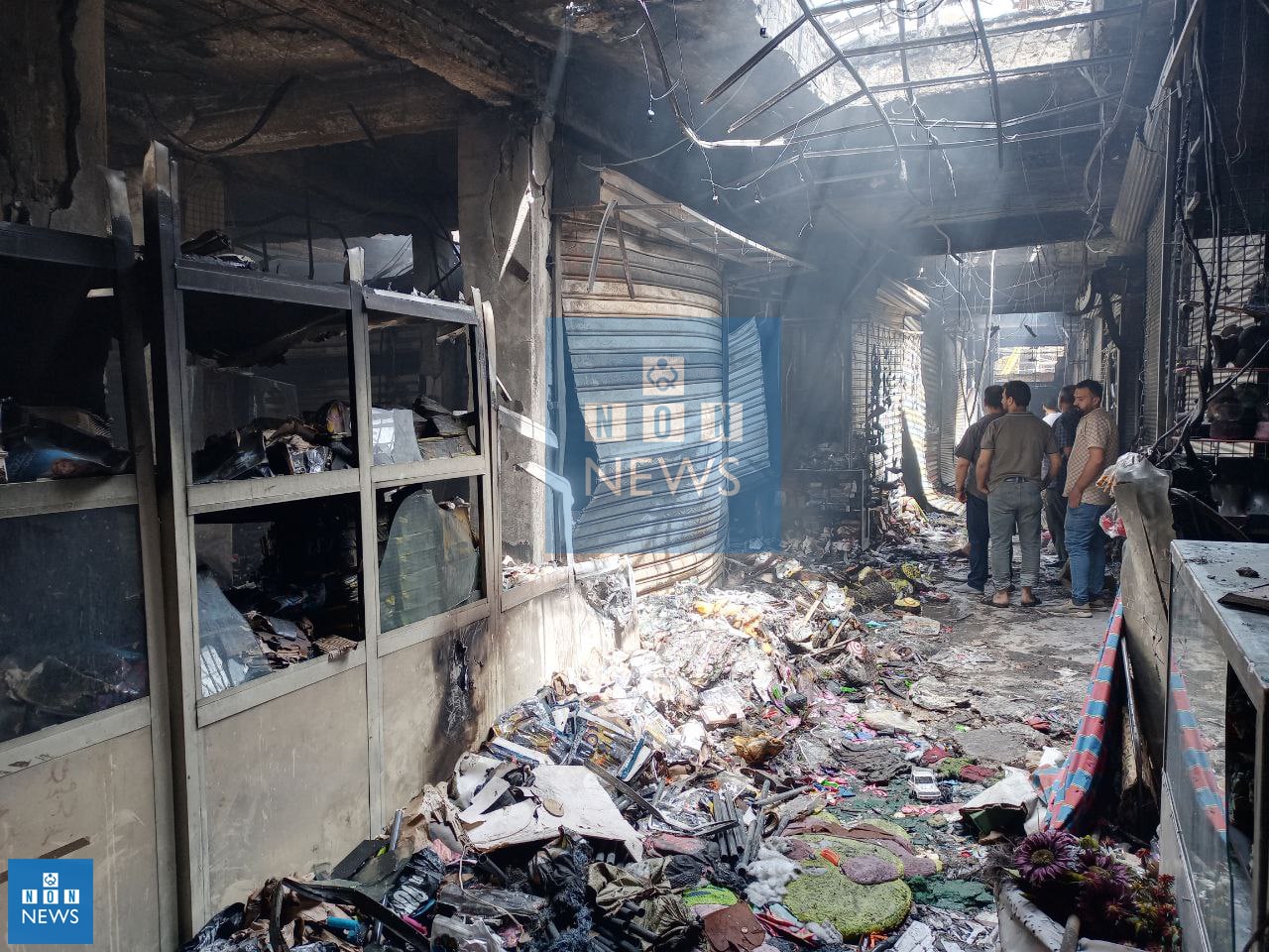 لقطات وتفاصيل خاصة.. احتراق سوق الدهان بالكامل وسط كربلاء (فيديو)