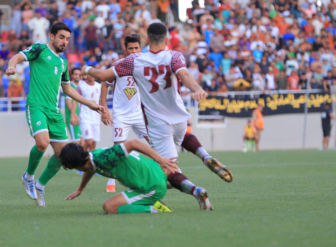 اشتباكات داخل الملعب.. القاسم يمزق شباك كربلاء بثلاثية