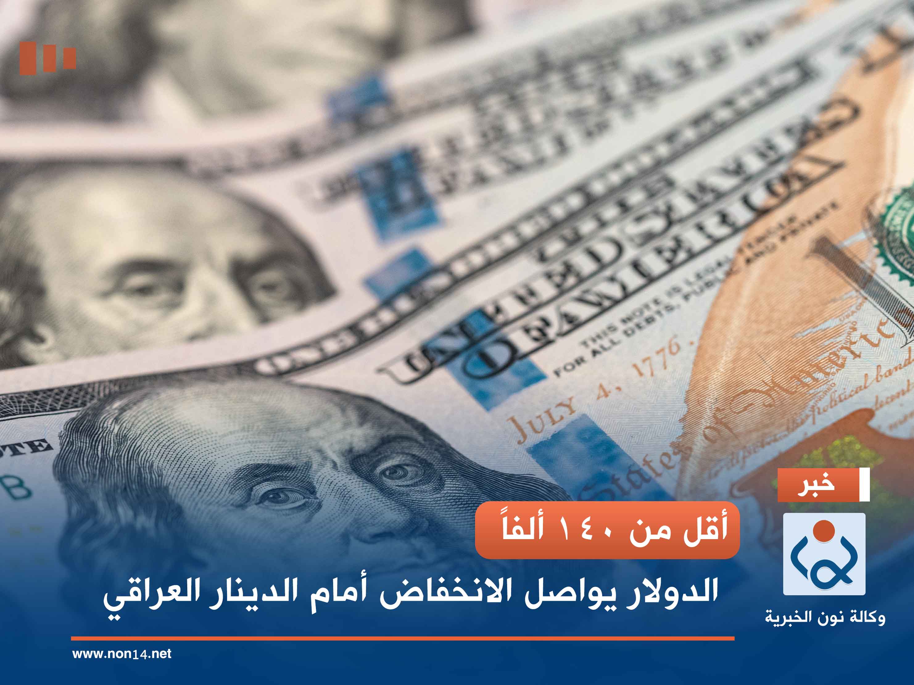 أقل من 140 ألفاً.. الدولار يواصل الانخفاض أمام الدينار العراقي