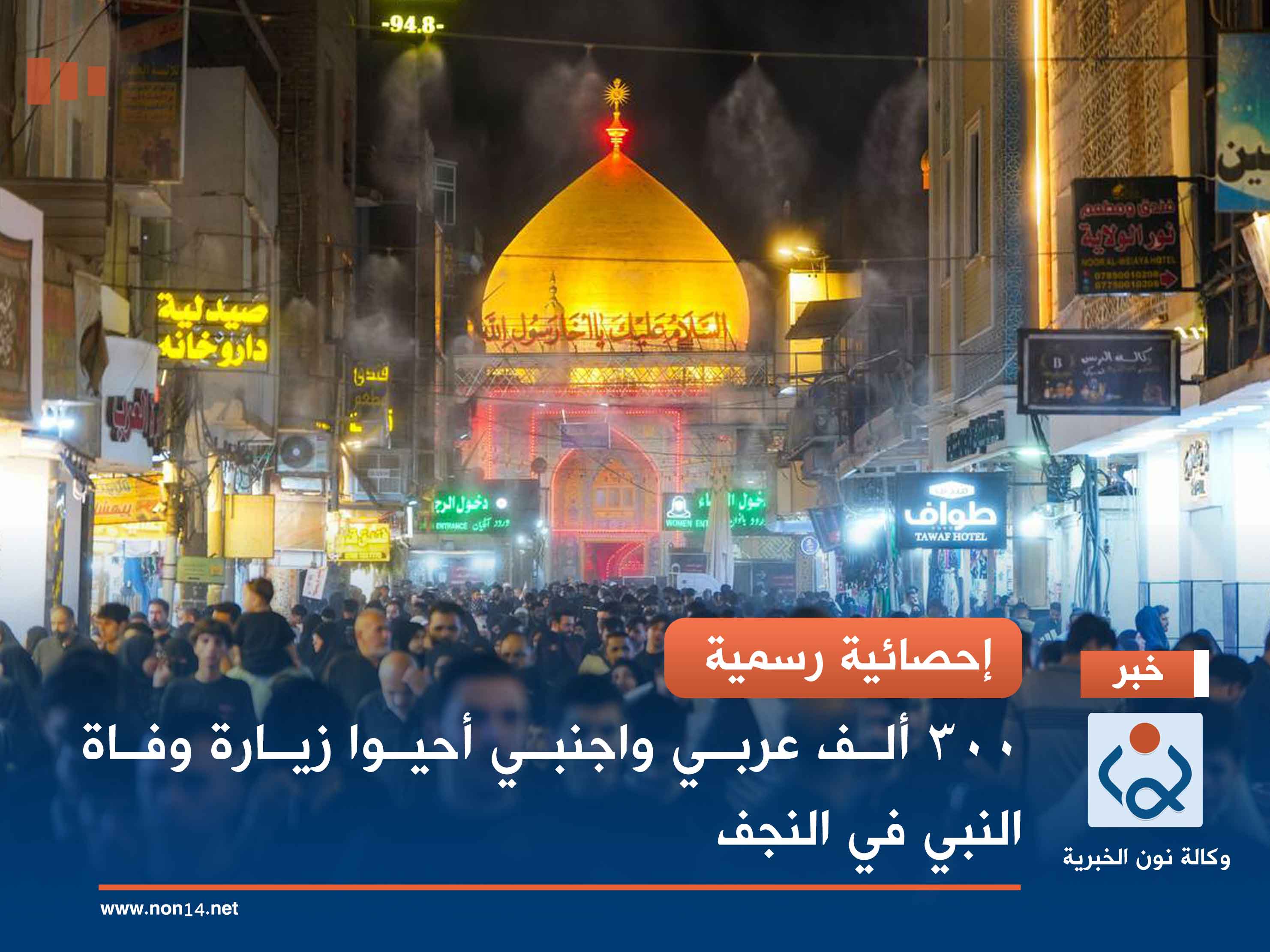 إحصائية رسمية .. 300 ألف عربي واجنبي أحيوا زيارة وفاة النبي في النجف