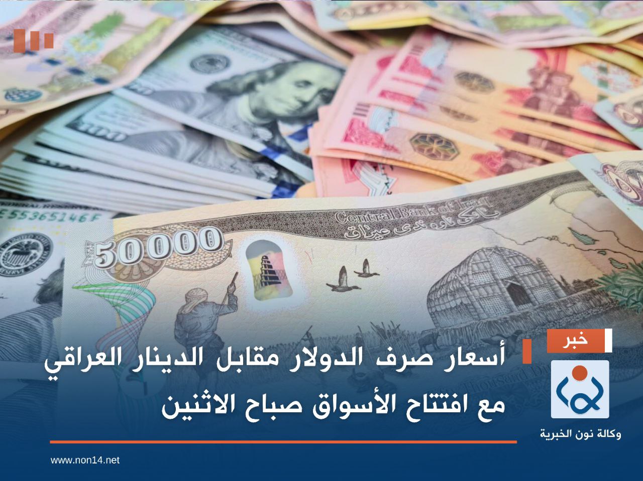 أسعار صرف الدولار مقابل الدينار العراقي مع افتتاح الأسواق صباح الاثنين