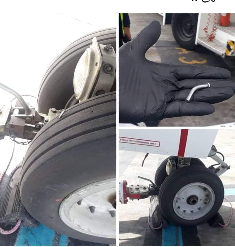 بالصور .. مطار الامام الخميني : أبلغنا عن وجود "مسمار" في عجلة الطائرة المحلقة الى بغداد وليس متفجرات