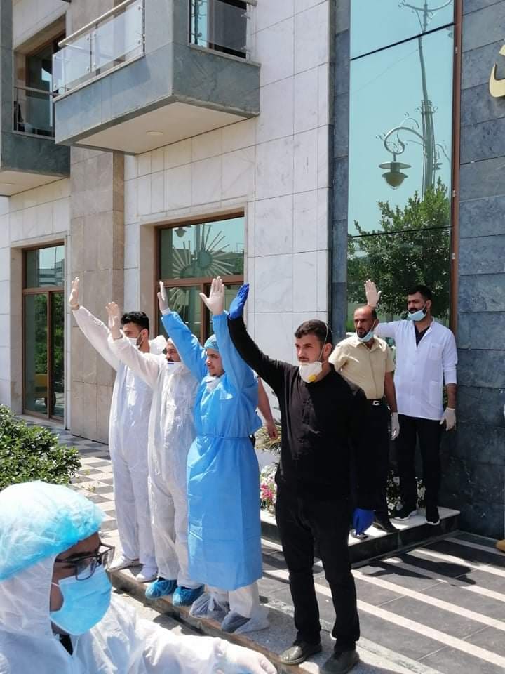 مُغادرة (  15 )  مُلامساً لمُصابي كُورونا من الحجر الصحي في كربلاء