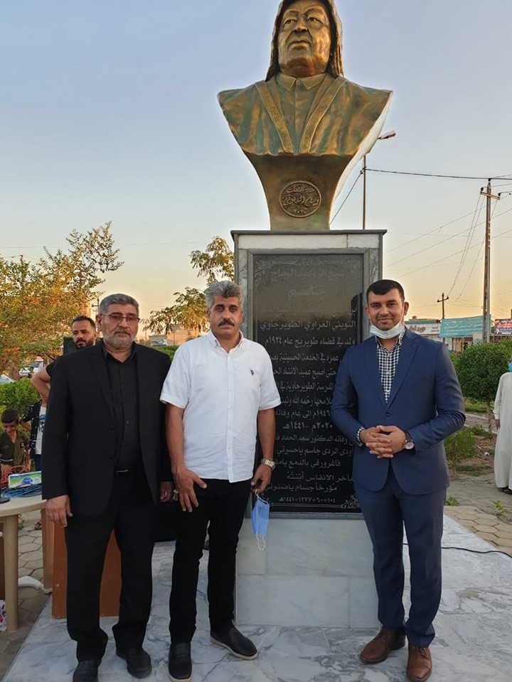 بالصور:افتتاح نصب تذكاري لاحد خدمة الامام الحسين وسط قضاء طوريج في كربلاء