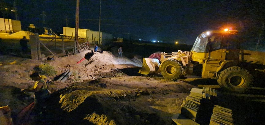 المباشرة بأعمال مشروع تنفيذ خطي ( ٣٣ ك.ف) لتغذية محطة المشرح الثانوية في ميسان