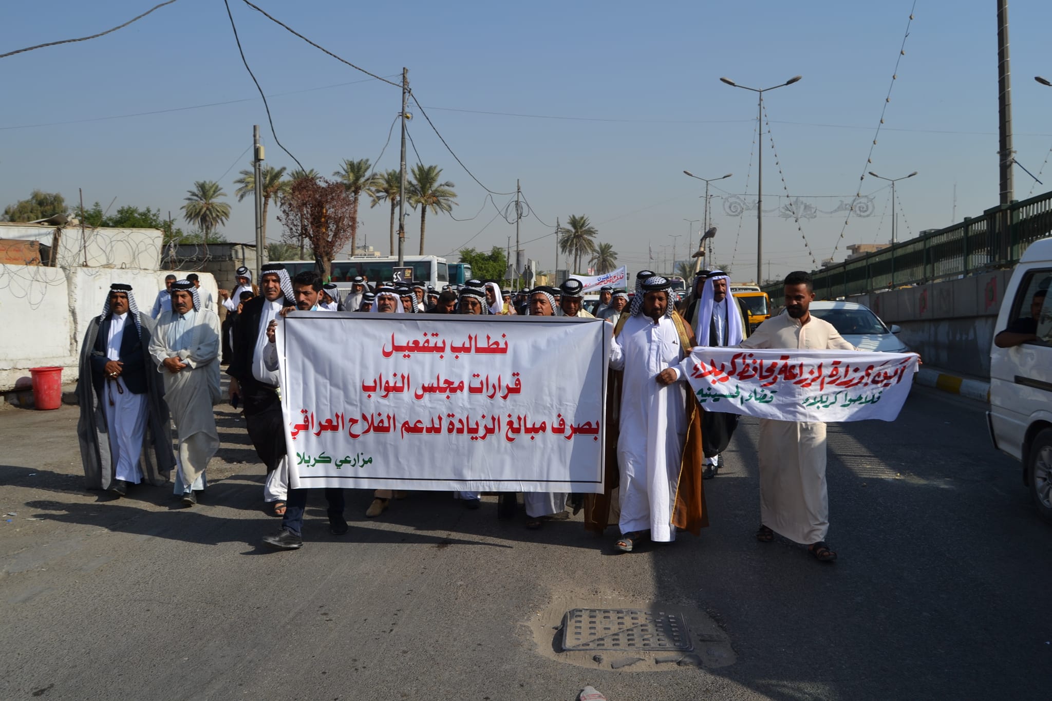 بالصور:تظاهرة حاشدة لفلاحي كربلاء للمطالبة بحقوق المزارعين