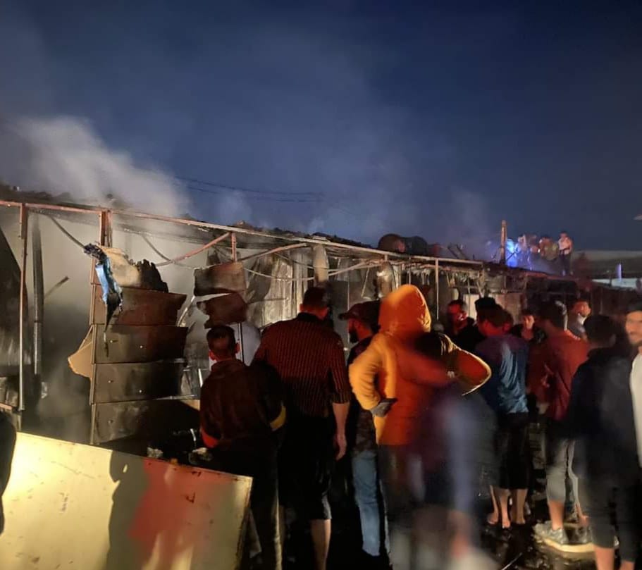 اثر الحريق الذي نشب بأحد مخيمات نازحي اربيل ..توجيه من وزارة الهجرة