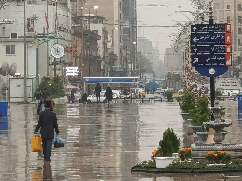 بالصور:امطار غزيرة في كربلاء واجواء شتوية باردة