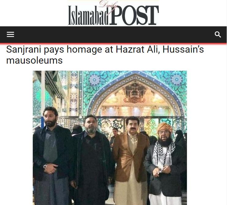 رئيس مجلس الشيوخ الباكستاني يتشرف بزيارة العتبات المقدسة في النجف وكربلاء