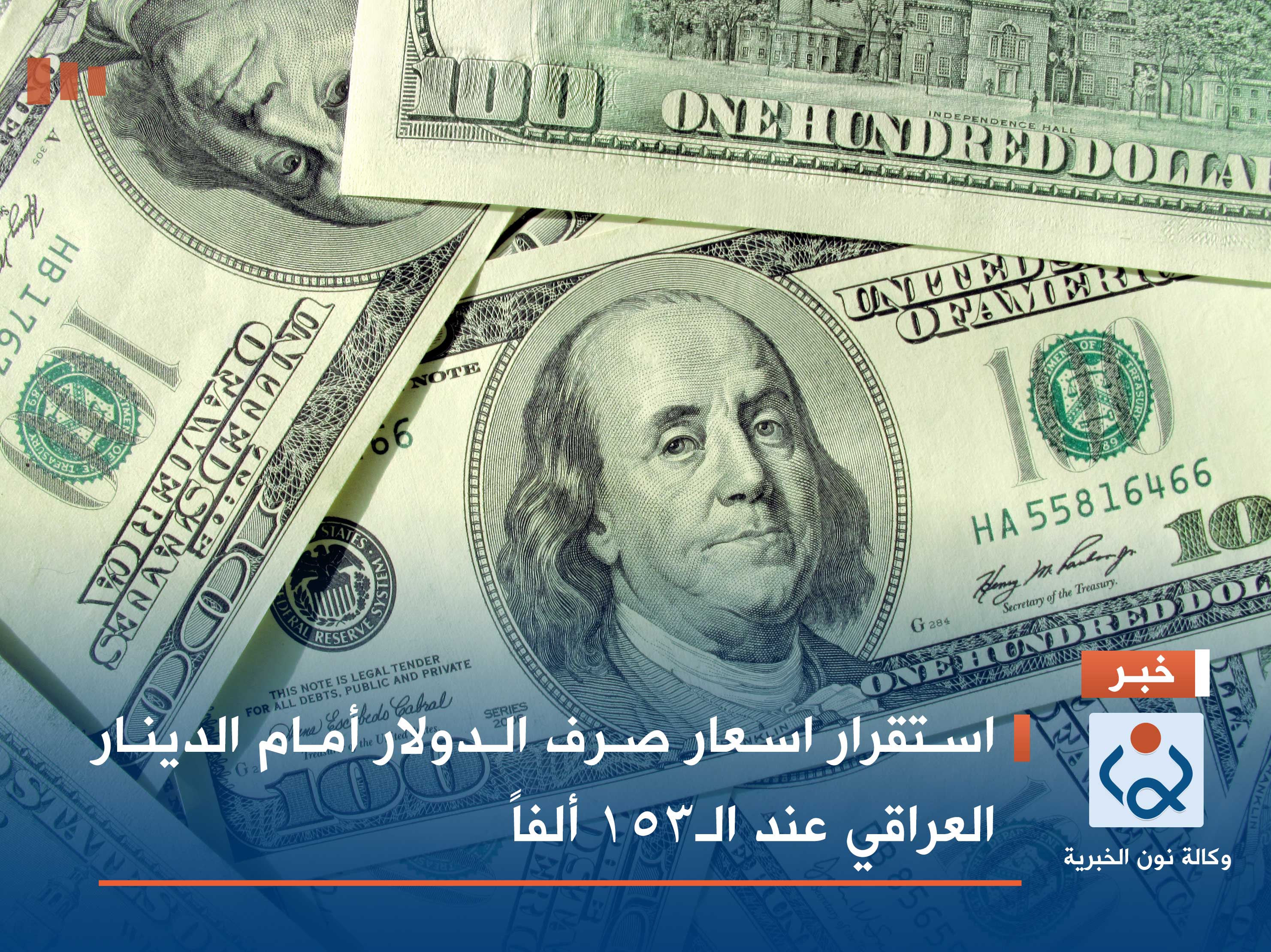 استقرار اسعار صرف الدولار أمام الدينار العراقي عند الـ153 ألفاً