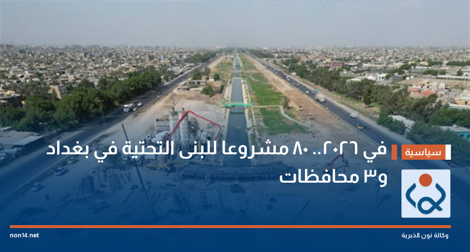 في 2026.. 80 مشروعا للبنى التحتية في بغداد و3 محافظات