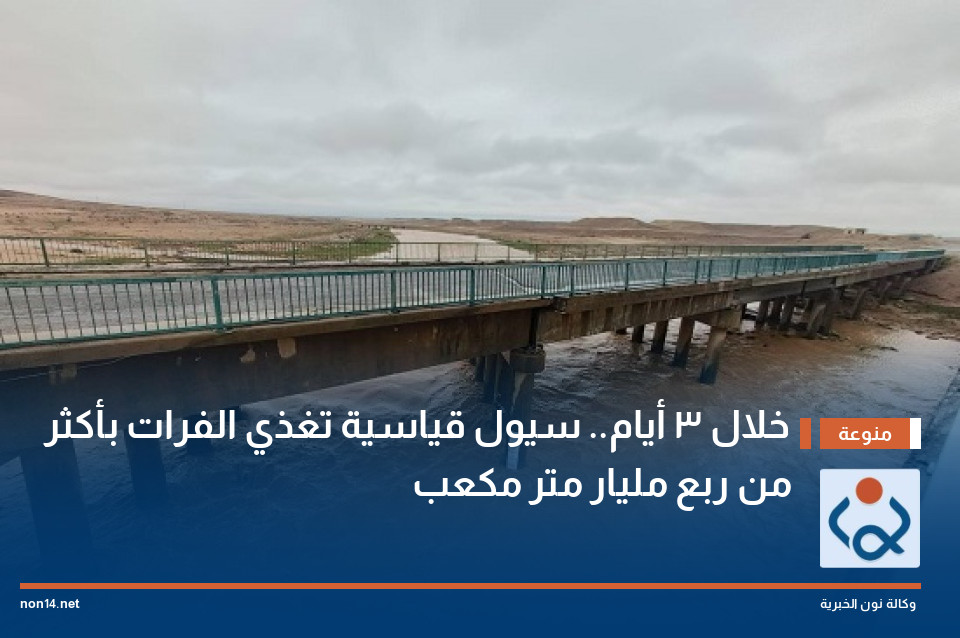 خلال 3 أيام.. سيول قياسية تغذي الفرات بأكثر من ربع مليار متر مكعب