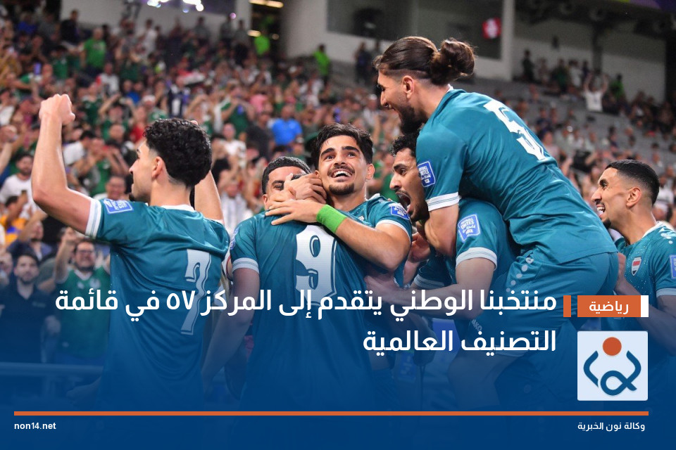 منتخبنا الوطني يتقدم إلى المركز 57 في قائمة التصنيف العالمية