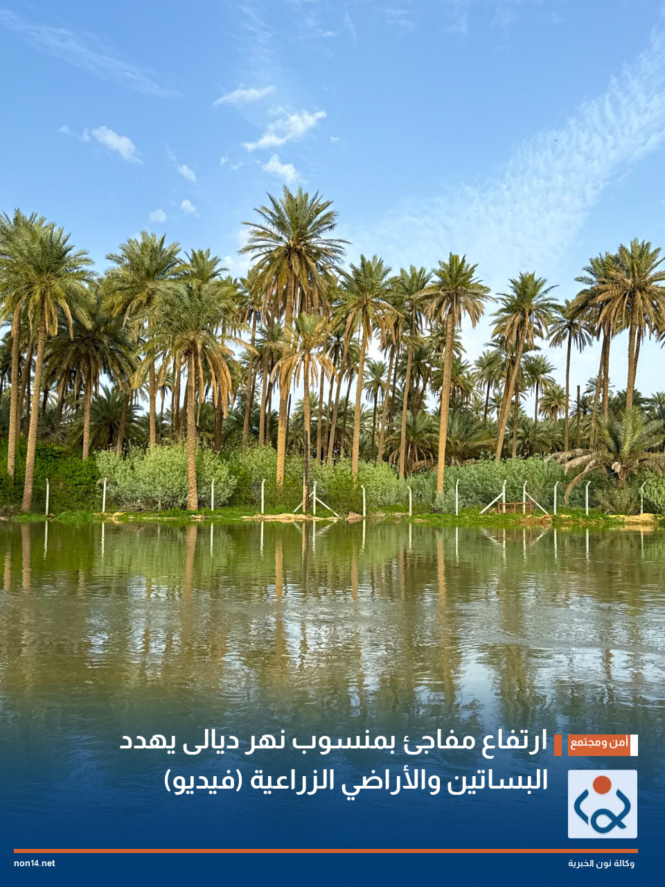 ارتفاع مفاجئ بمنسوب نهر ديالى يهدد البساتين والأراضي الزراعية (فيديو)