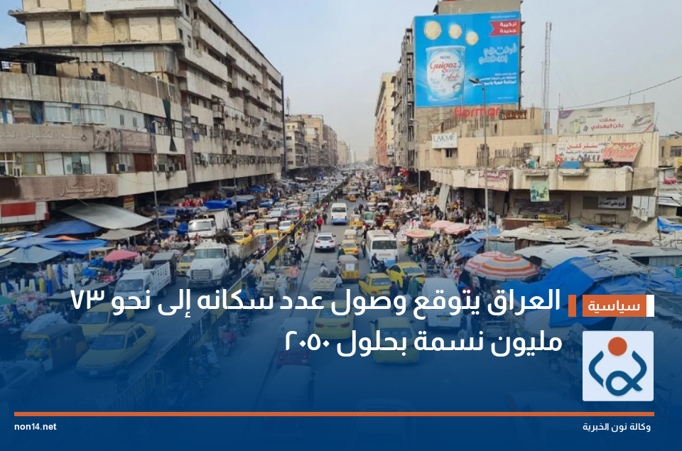 العراق يتوقع وصول عدد سكانه إلى نحو 73 مليون نسمة بحلول 2050