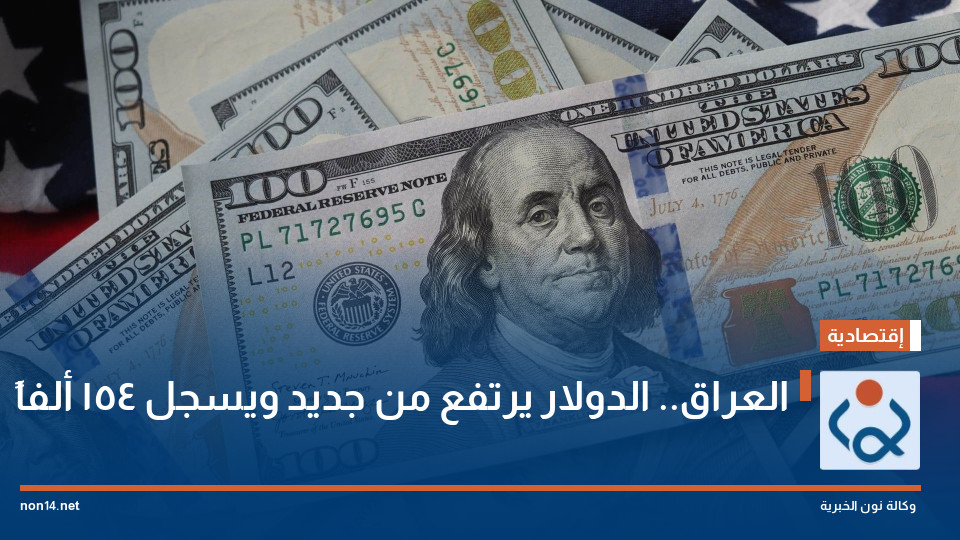 العراق.. الدولار يرتفع من جديد ويسجل 154 ألفاً